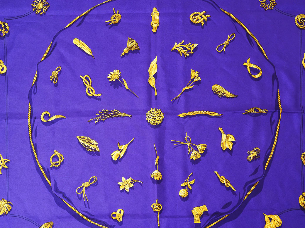 HERMES（エルメス） スカーフ カレ90 クリップ Clips パープル シルク