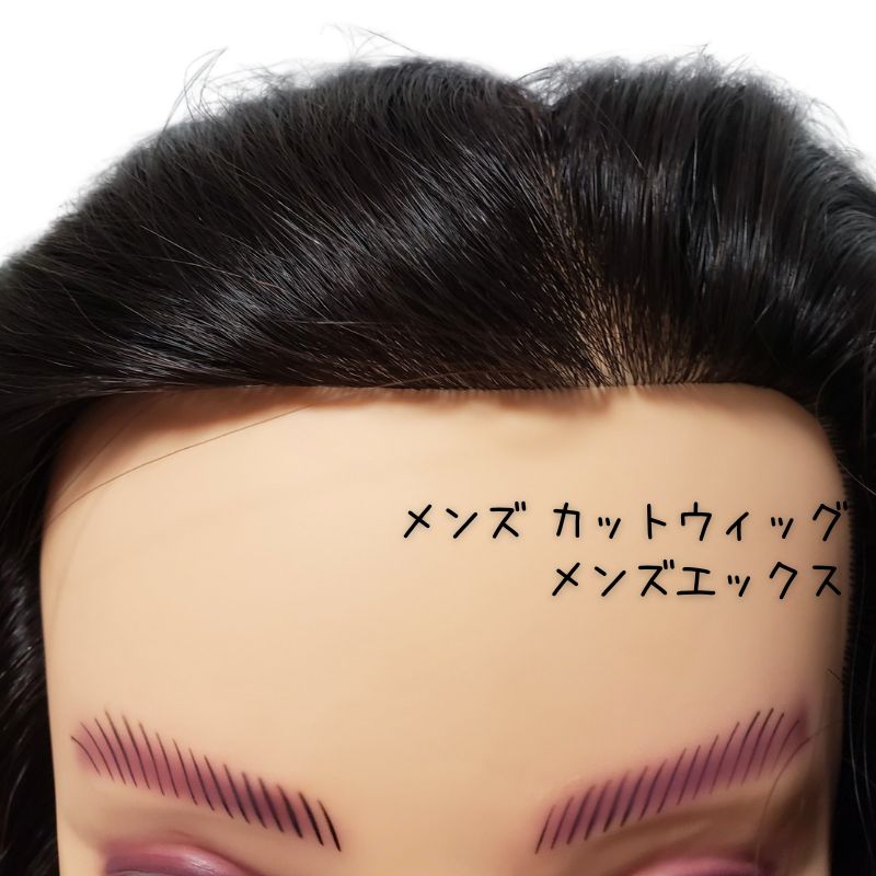 メンズ 練習用 カットウィッグ メンズエックス 黒髪 人毛100％ カット