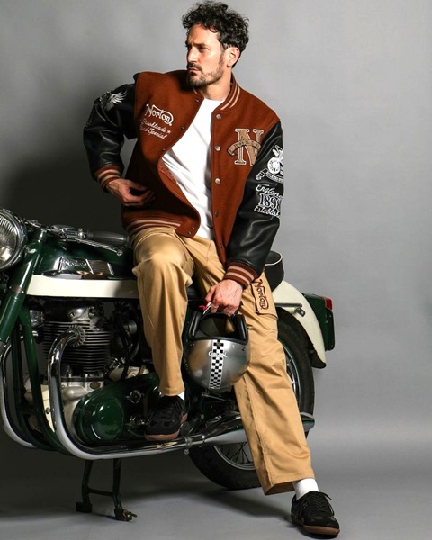 ノートン（NORTON） スタジャン 253N1705 サガラ刺繍＆刺繍 袖フェイク