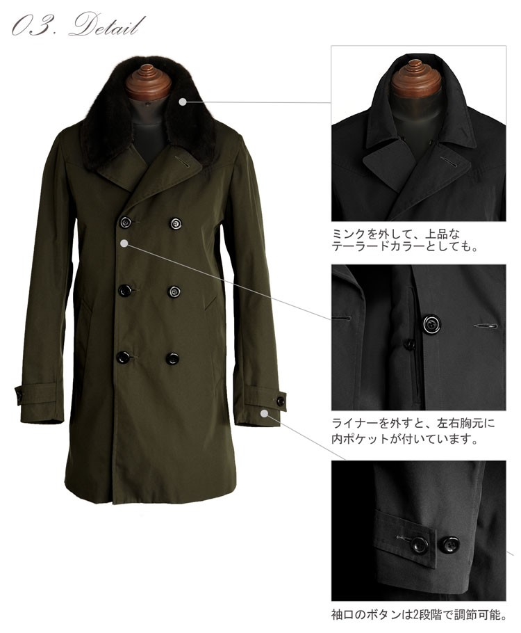 sankyo shokai（三京商会） ［期間限定価格］トレンチコートミンク襟