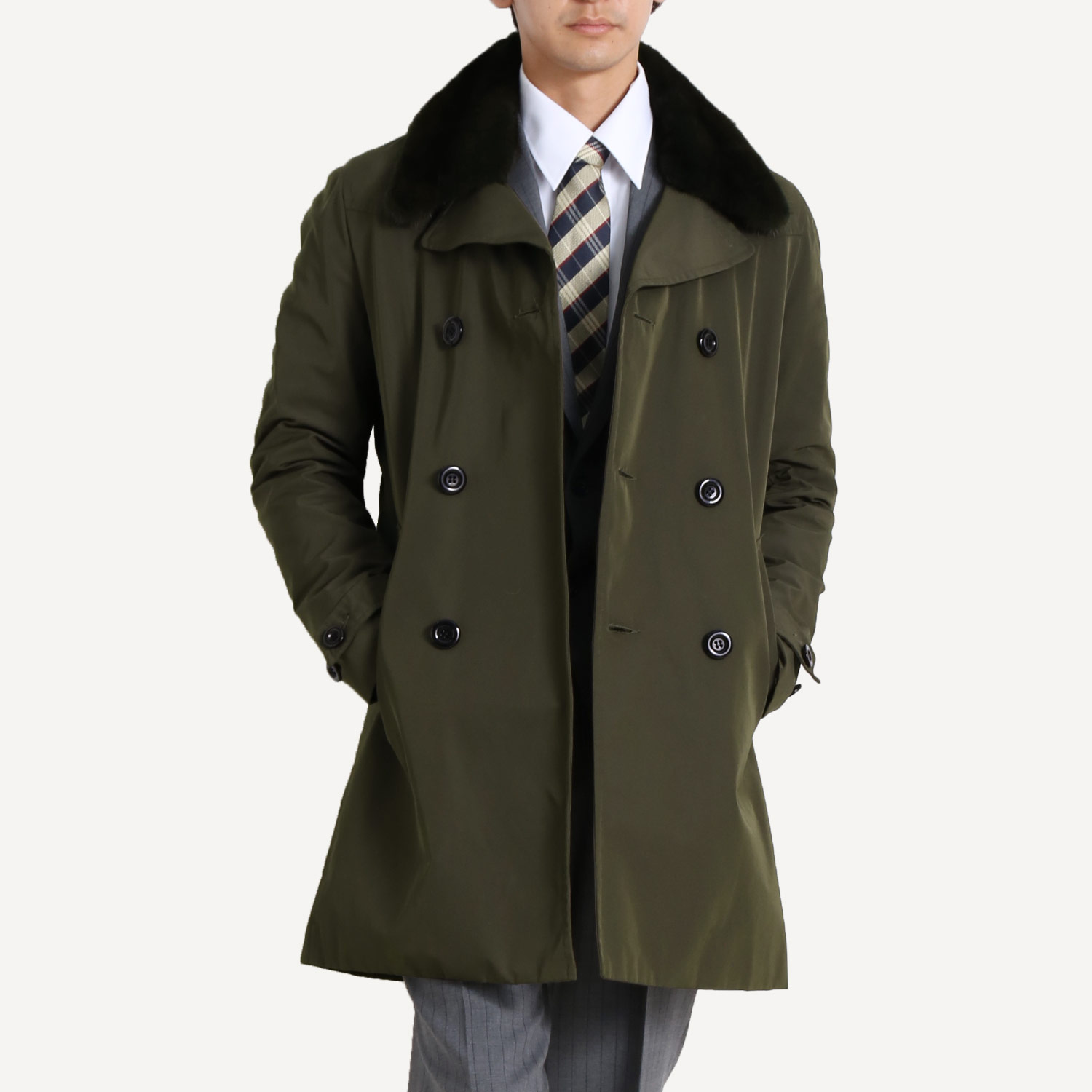 sankyo shokai（三京商会） ［期間限定価格］トレンチコートミンク襟