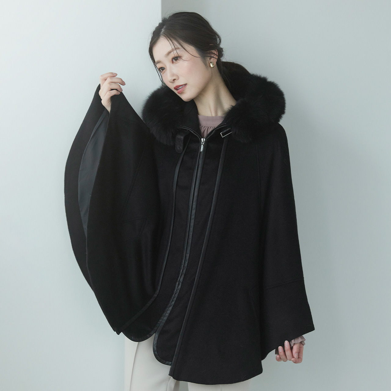 sankyo shokai（三京商会） ケープ カシミヤ 100% ポンチョ フード付き