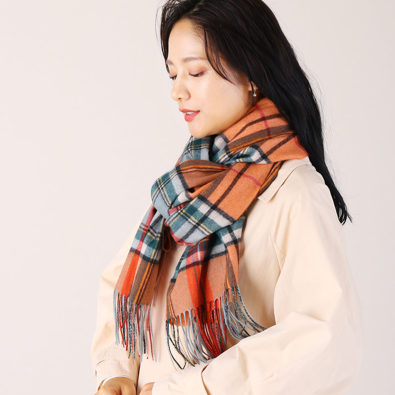 sankyo shokai（三京商会） ［期間限定価格］カシミヤ 100% チェック