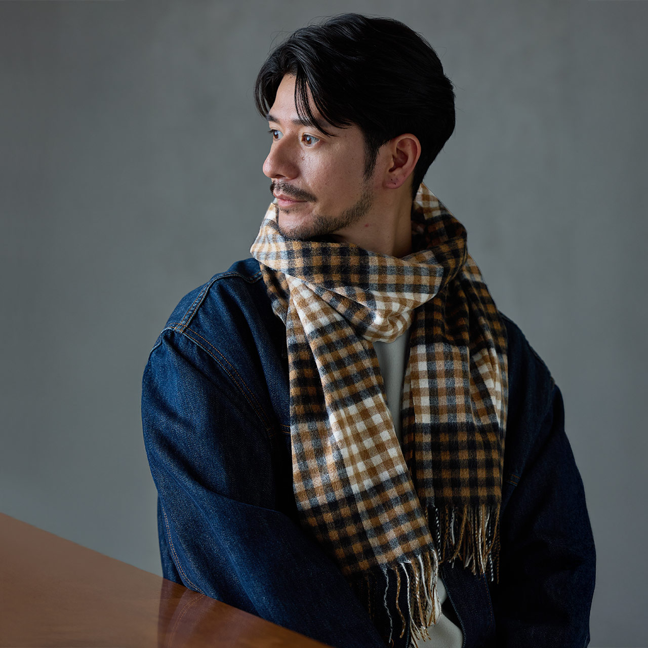 sankyo shokai（三京商会） カシミヤ 100% チェック ストール メンズ