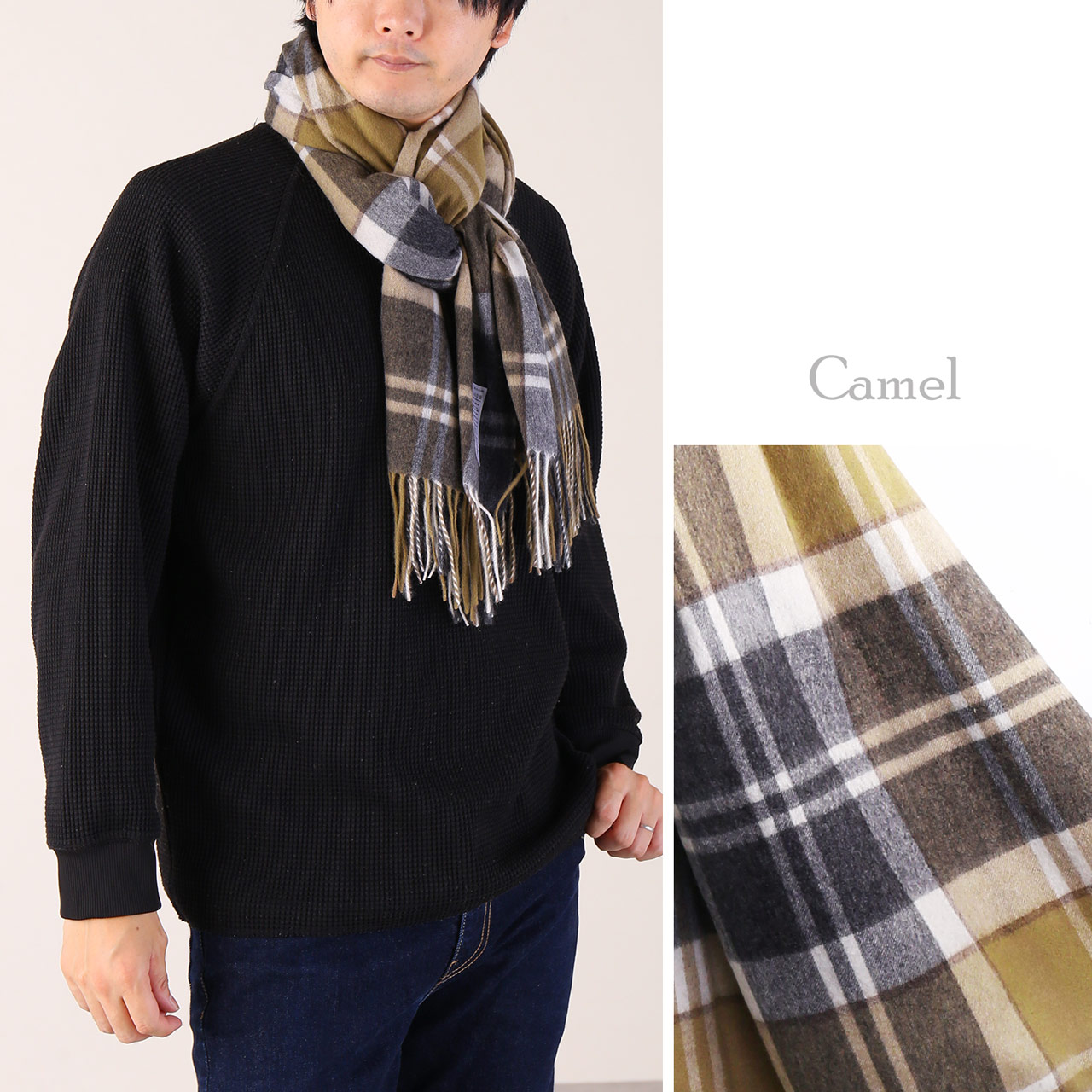 sankyo shokai（三京商会） カシミヤ 100% チェック 大判 ストール