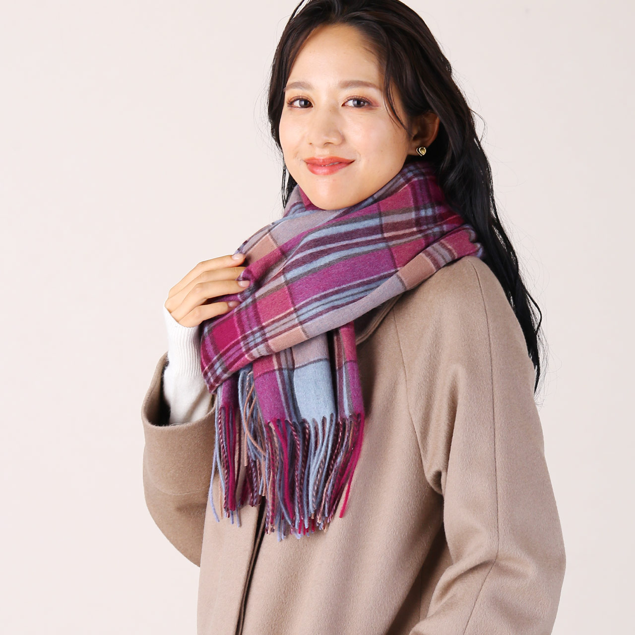 sankyo shokai（三京商会） カシミヤ100% チェック 大判 ストール