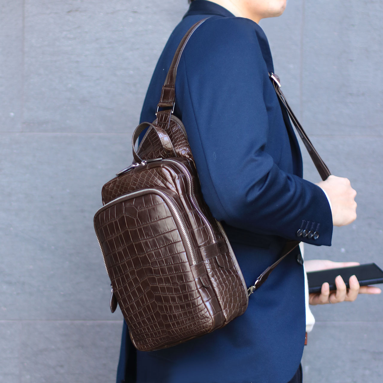 sankyo shokai（三京商会） クロコダイル メンズ ボディバッグ