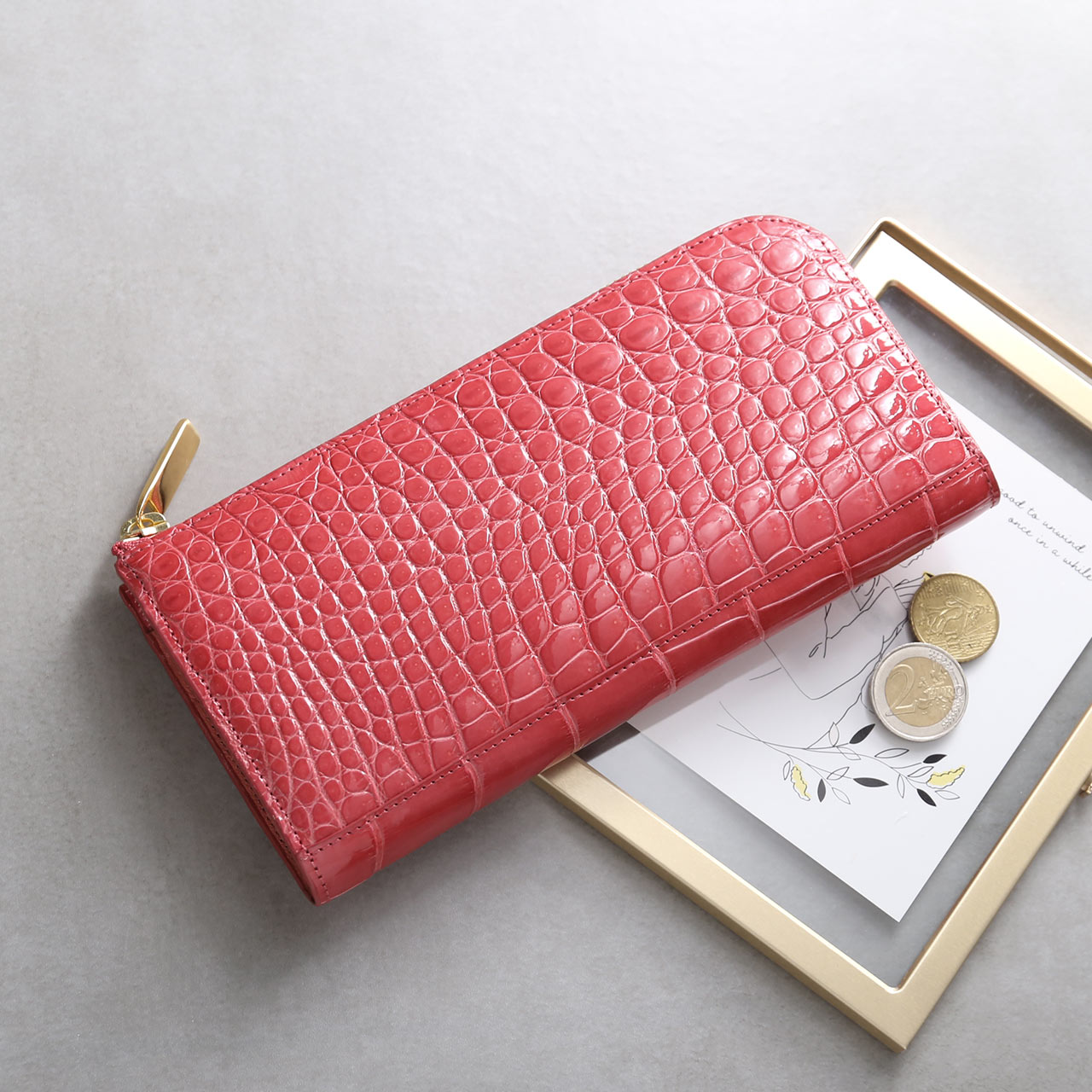 HALEINE（アレンヌ） クロコダイル 長財布 日本製 L字ファスナー