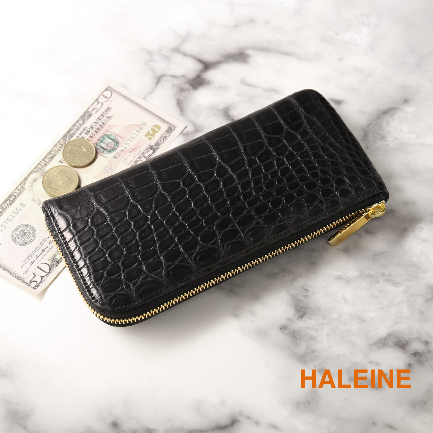 HALEINE（アレンヌ） [10%offクーポン]クロコダイル 長財布 日本製 L字