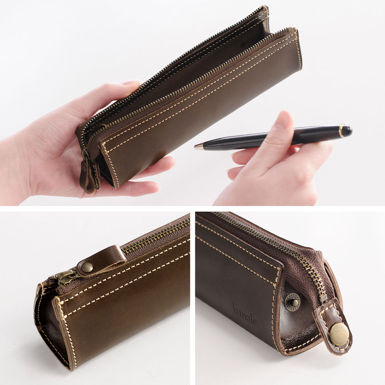 Jamale（ジャマレ） [5%offクーポン]栃木レザー ペンケース 日本製 本