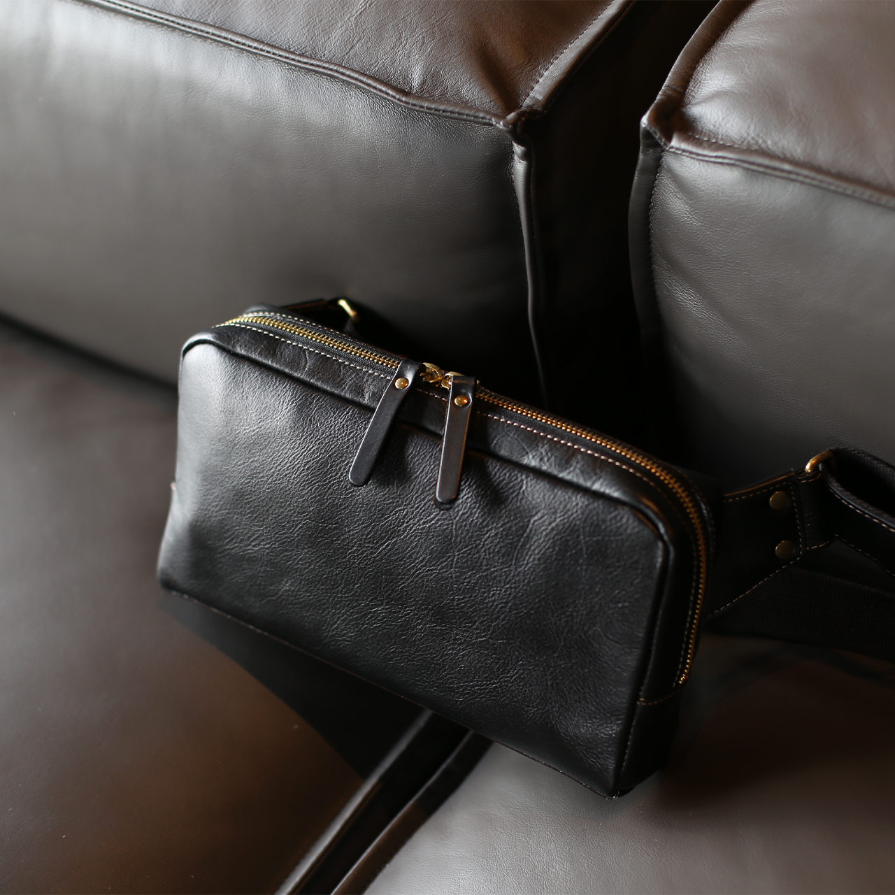 HALEINE（アレンヌ） ボディバッグ メンズ 横型 本革 牛革 日本製 男性