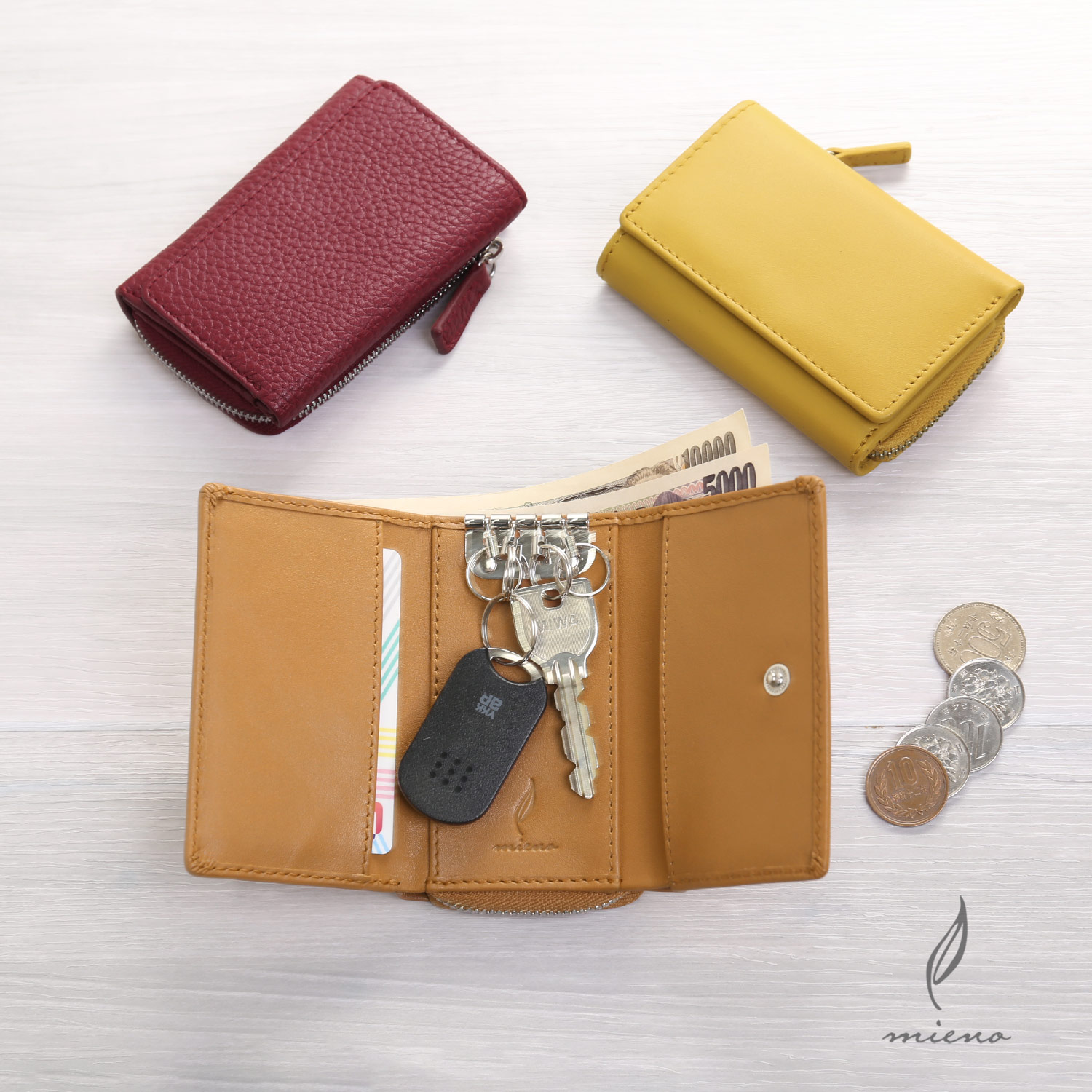 mieno（ミエノ） キーケース財布 一体型 小銭入れ レディース 本革