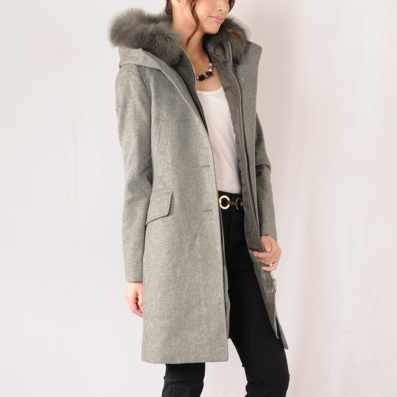 sankyo shokai（三京商会） [10%offクーポン]ファー付ウールコート