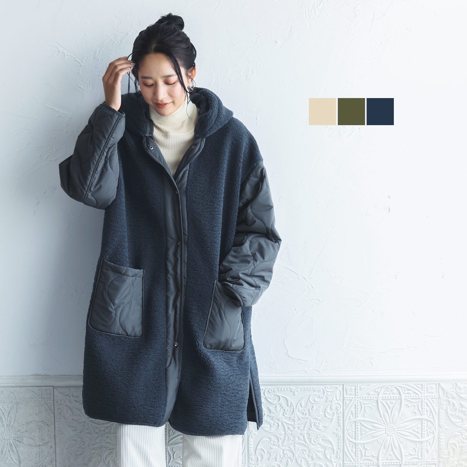 sankyo shokai（三京商会） ［期間限定価格］キルト ボア フード付き