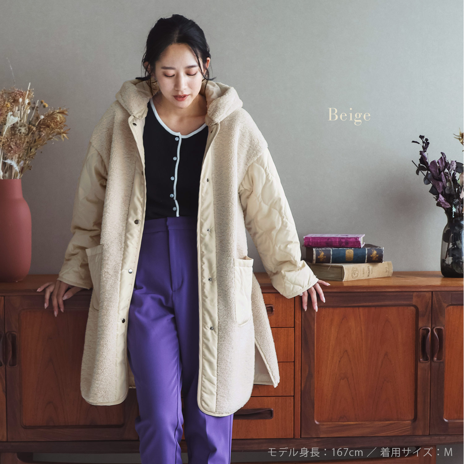 sankyo shokai（三京商会） ［期間限定価格］キルト ボア フード付き