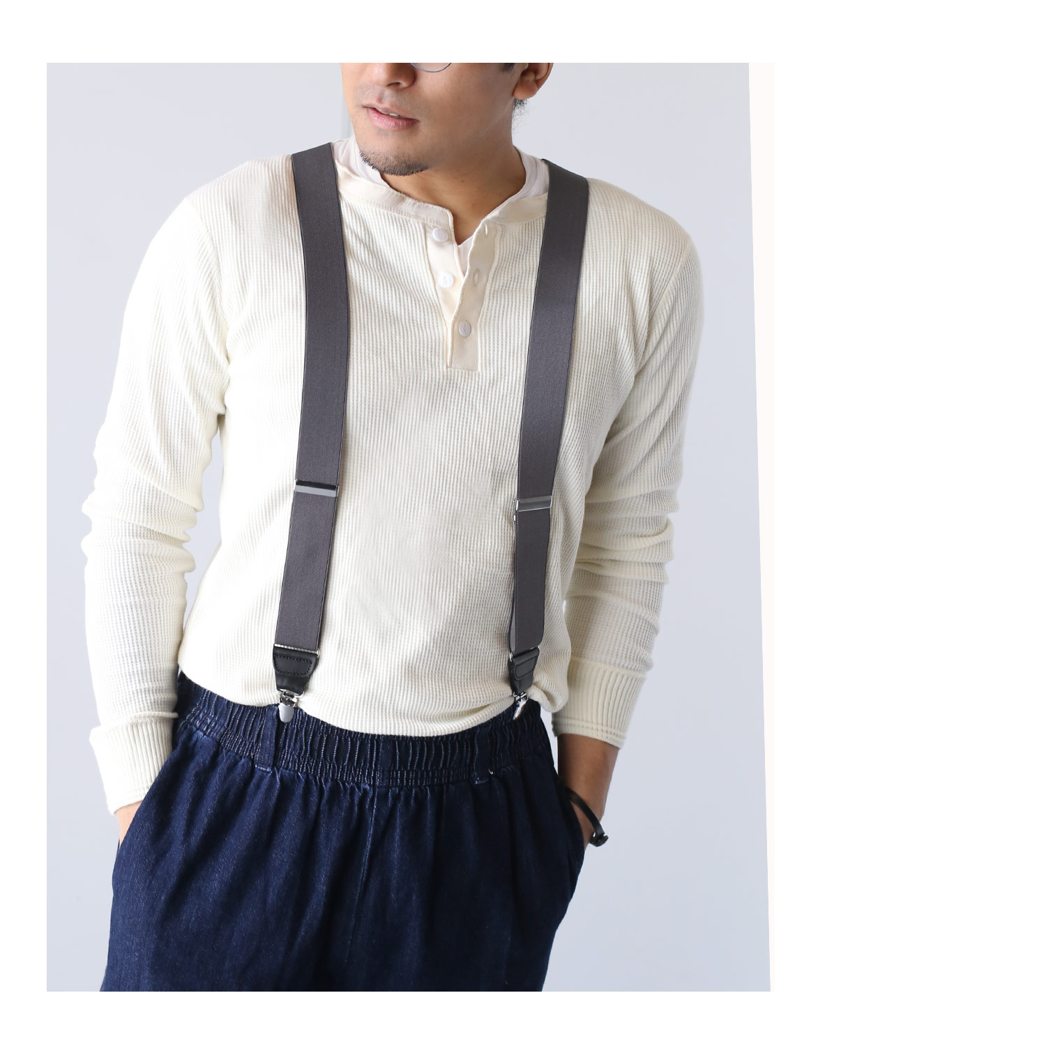 PRAIRIE 1957 日本製 サスペンダー メンズ Y字型 35mm幅 イタリア 牛革