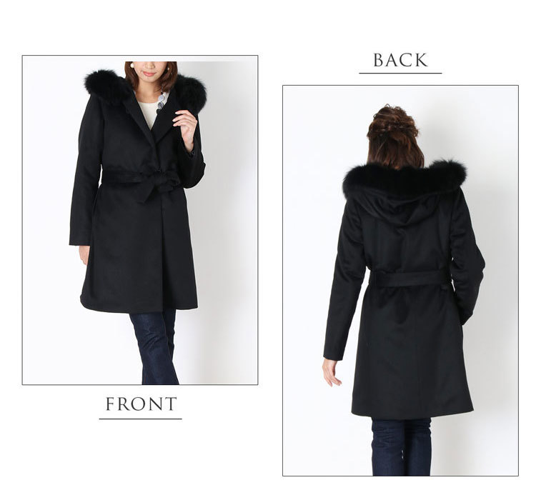 期間限定価格］カシミヤ 100% FOX トリム コート ダウンライナー