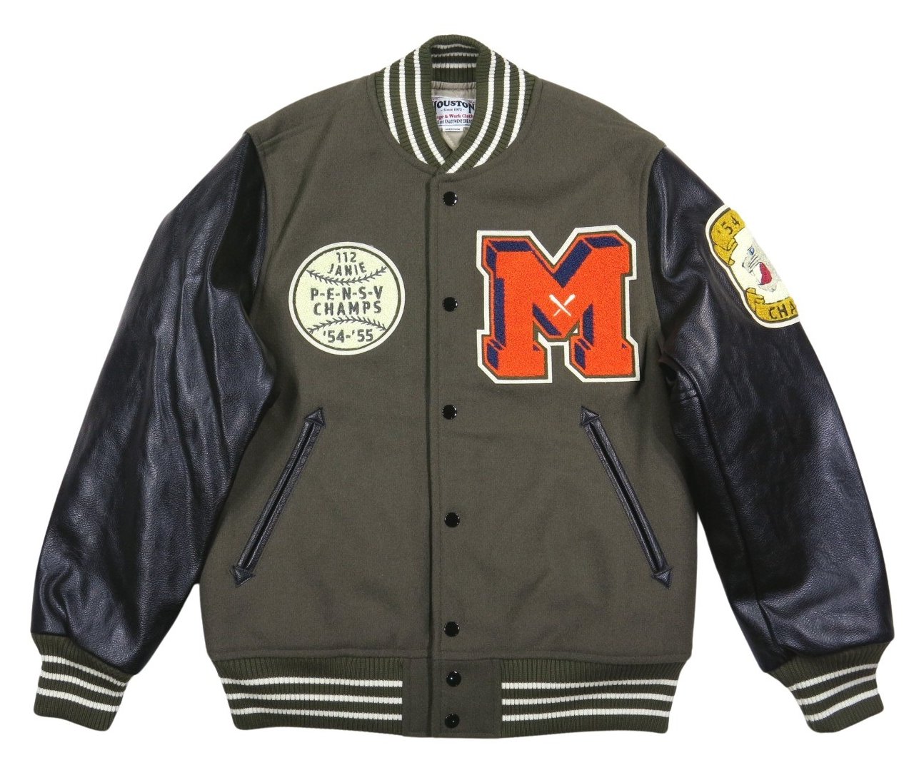 HOUSTON（ヒューストン） さがら刺繍 CAT PUレザー × メルトンウール