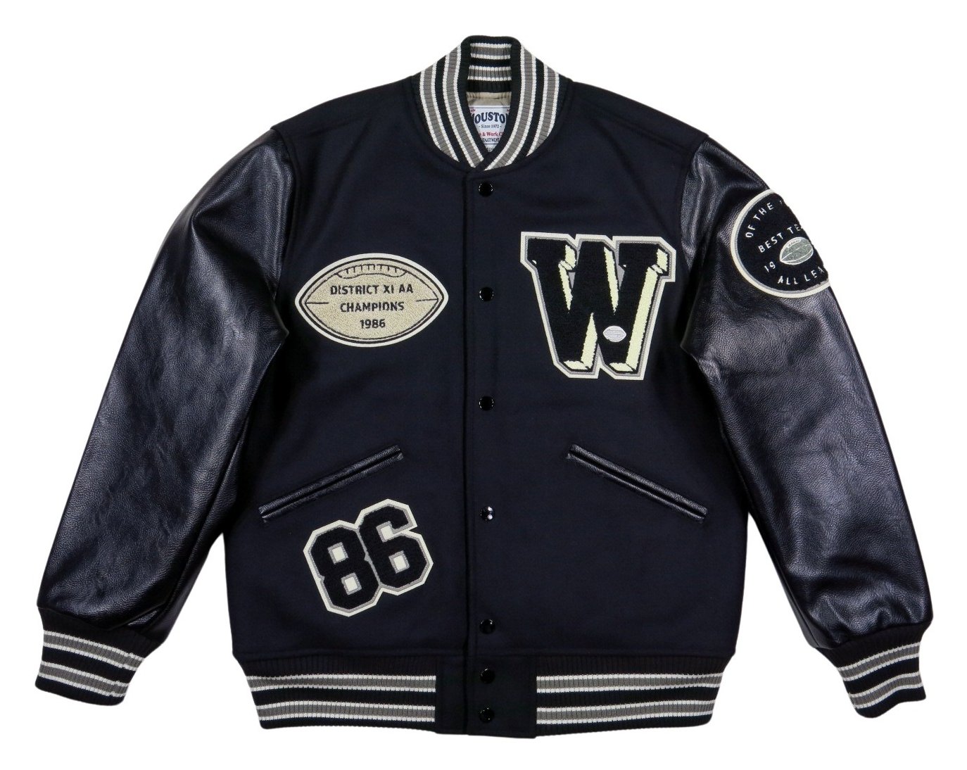 HOUSTON（ヒューストン） さがら刺繍 FOOTBALL PUレザー × メルトン