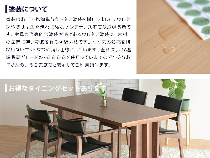 日本製 ダイニングセット リビングセット 5点 ウォールナット 幅160 4