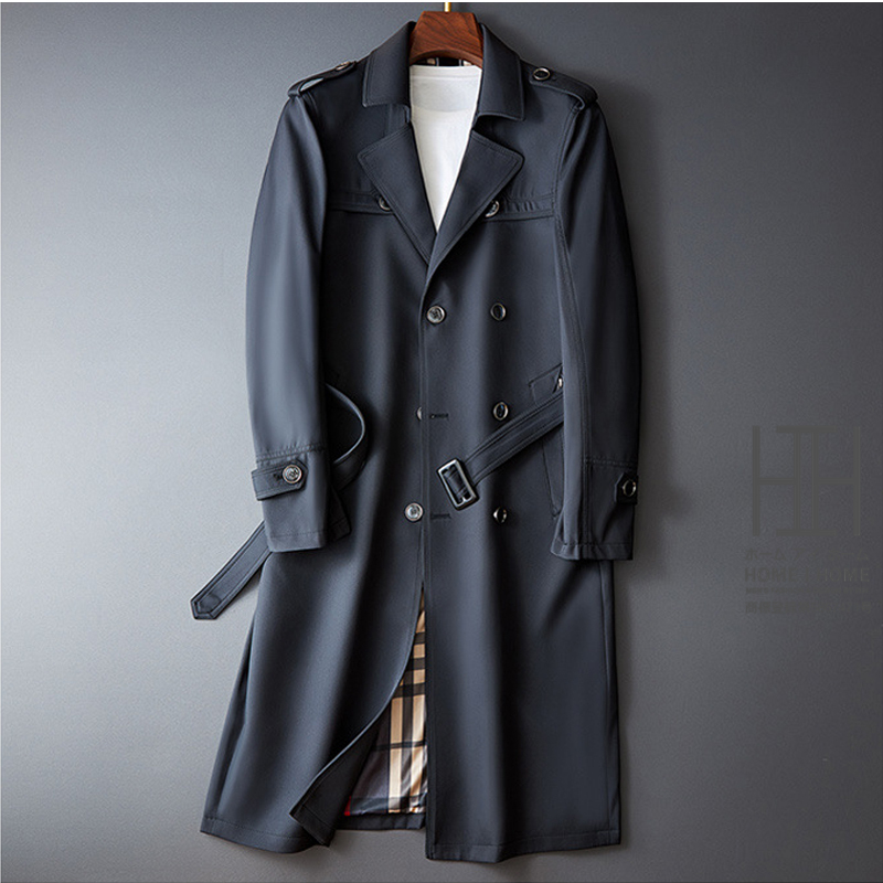 ホームアイホーム ロング ダブルトレンチコートメンズ ビジネス