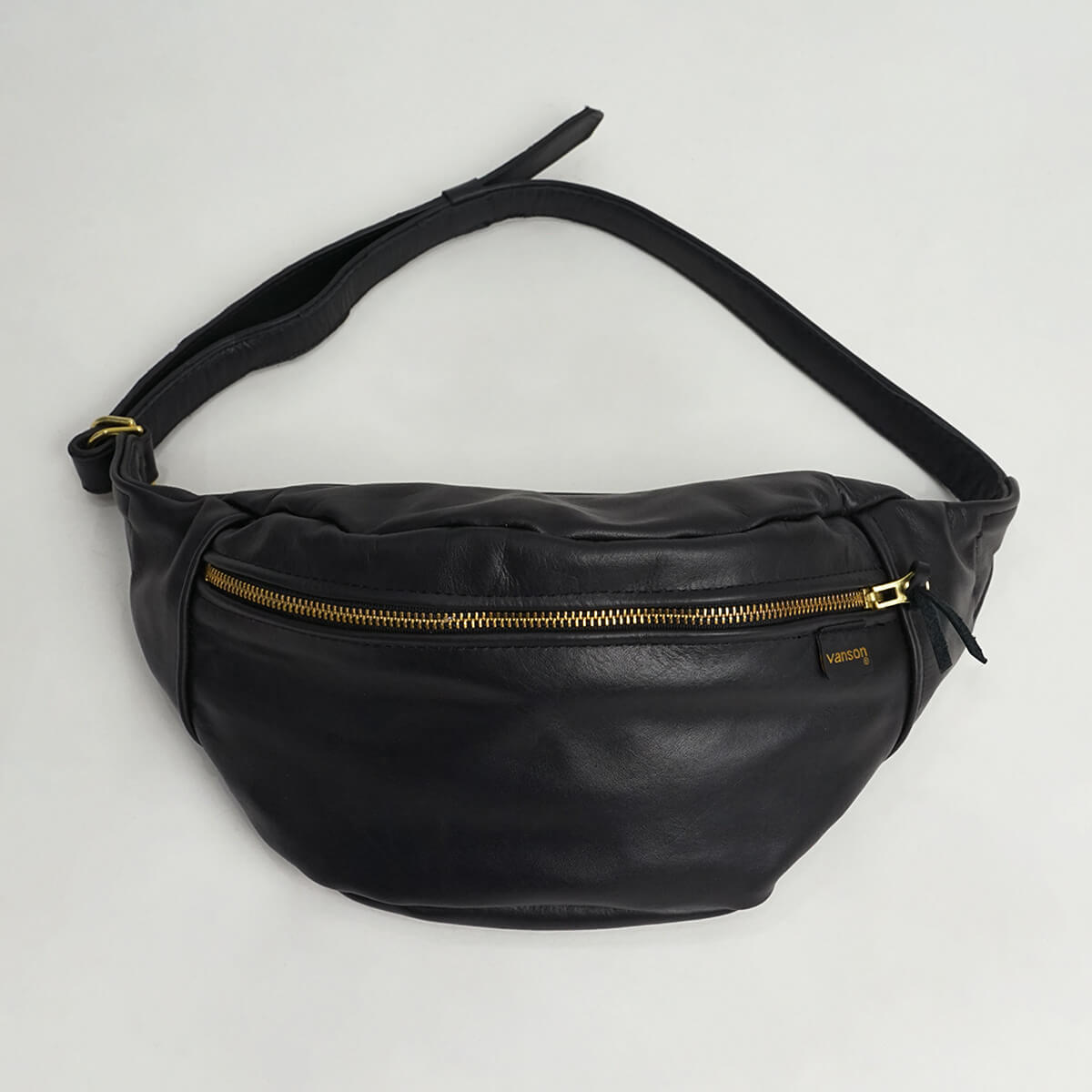 VANSON（バンソン） レザー ポーチ ラージ ファニーパック ブラック