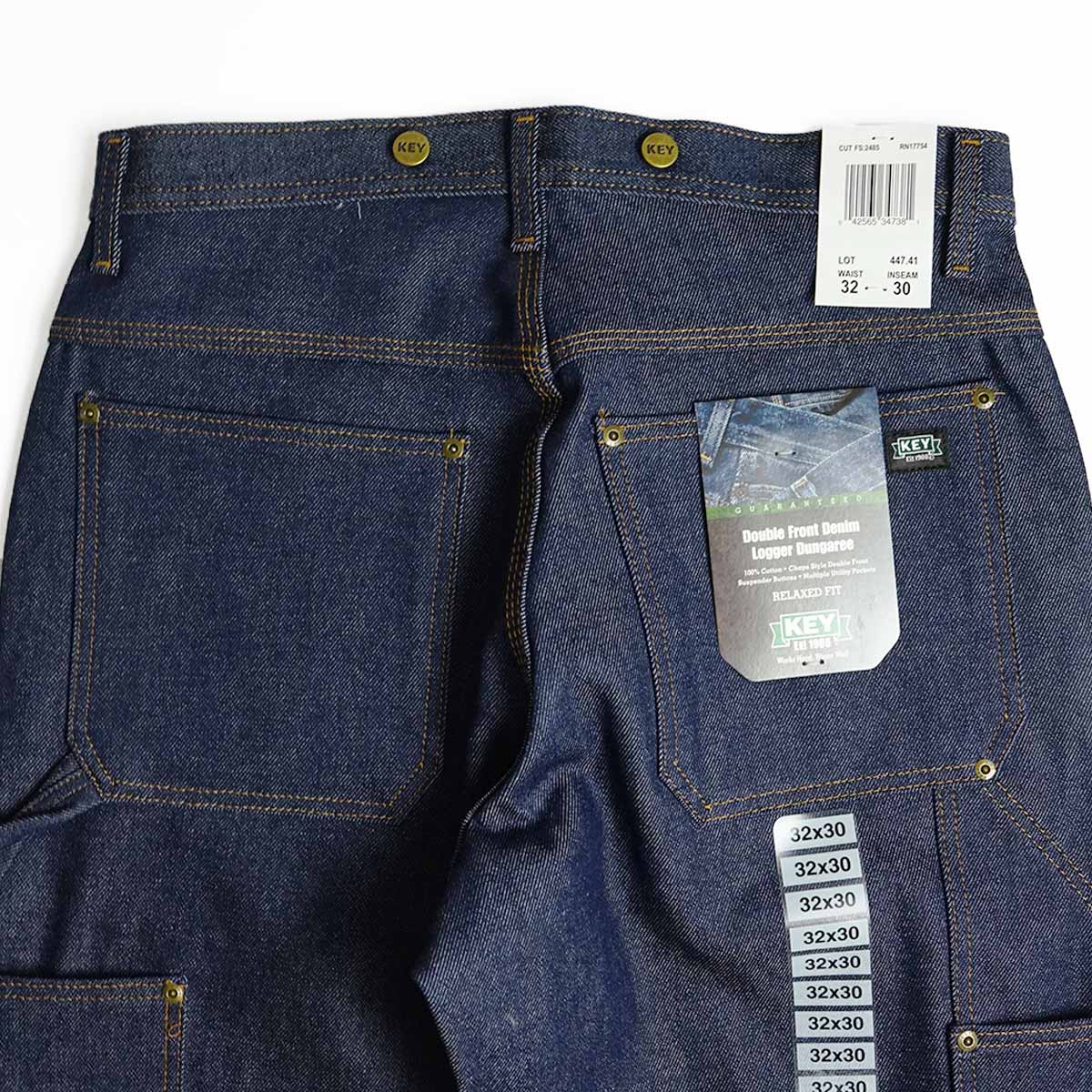 KEY キー ダブルフロント デニム ロガー ダンガリー パンツ ｜ 447-41