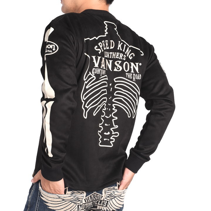 VANSON（バンソン） ロンT ボーン 刺繍ワッペン 起毛プレーティングC/N