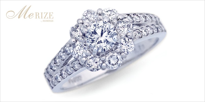 天然 ダイヤ 贅沢 1.0カラット フラワー パヴェ リング K18 ゴールド