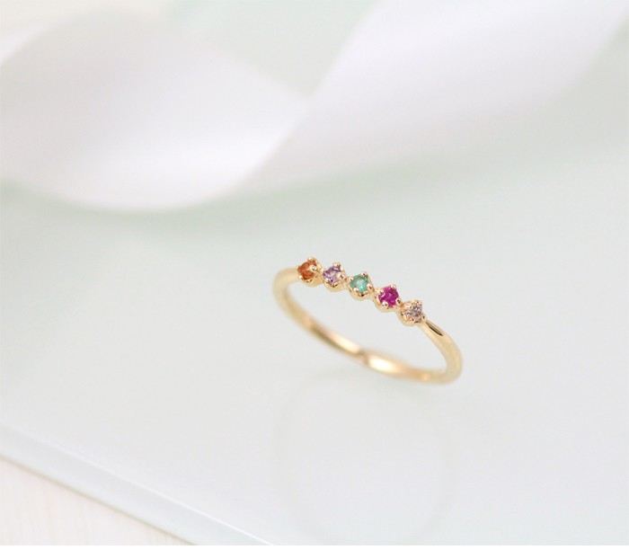 ピンキーリング リング 指輪 ゴールド ダイヤモンド ルビー エメラルド