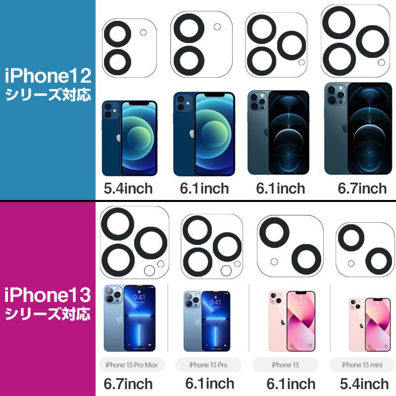 iPhone 13/13 Pro/13Pro Max/13mini 12 Pro Max mini用 カメラレンズ