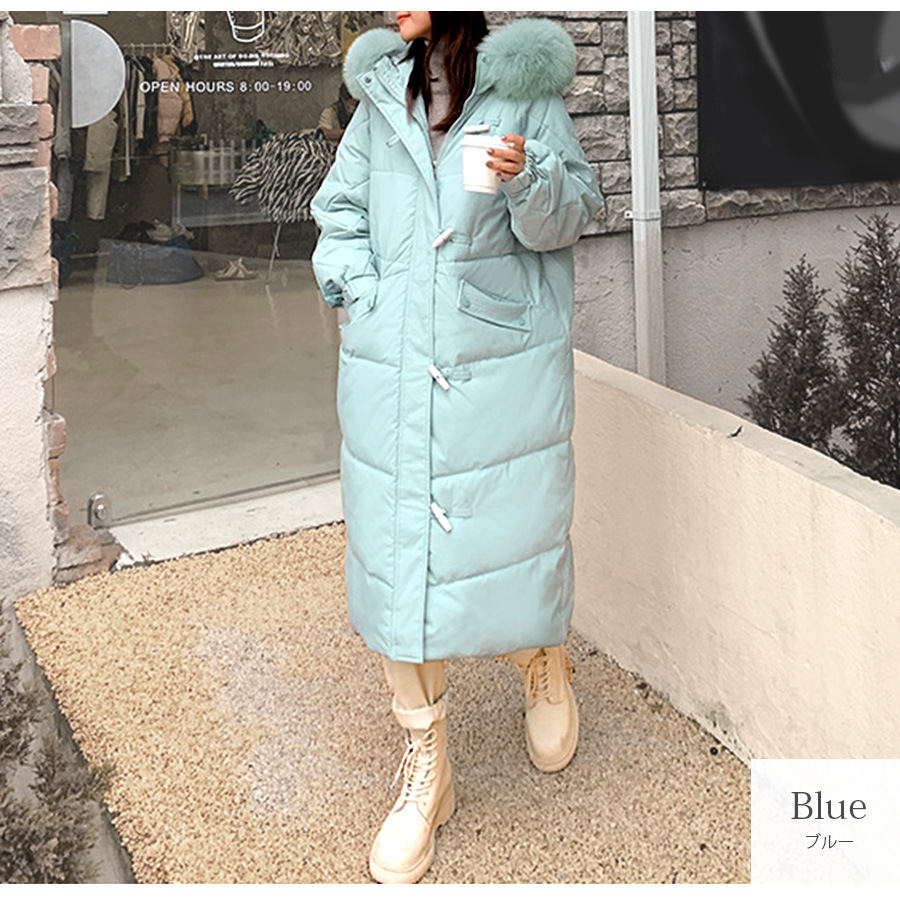 ダウン アウター フード付き ファー コート ダウンコート ブラック