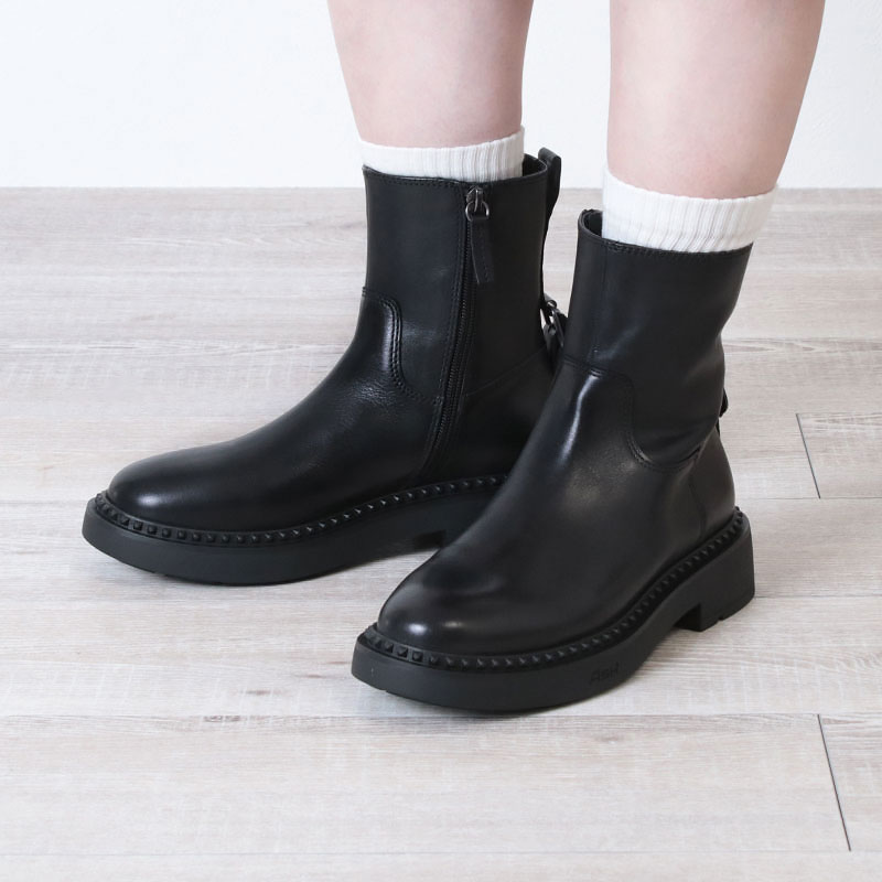 ASH（アッシュ） サイドジップ ショートブーツ MAGNUM 139135 BLACK