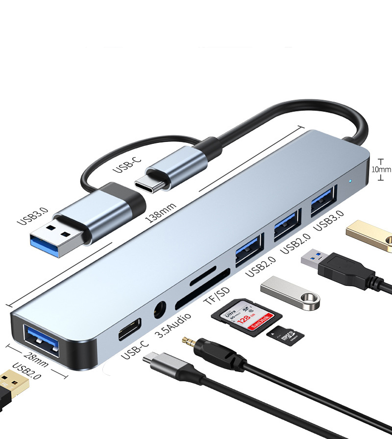 usb type-c ハブ 3.0 typec hub 8ポート sdカード TFカード リーダー