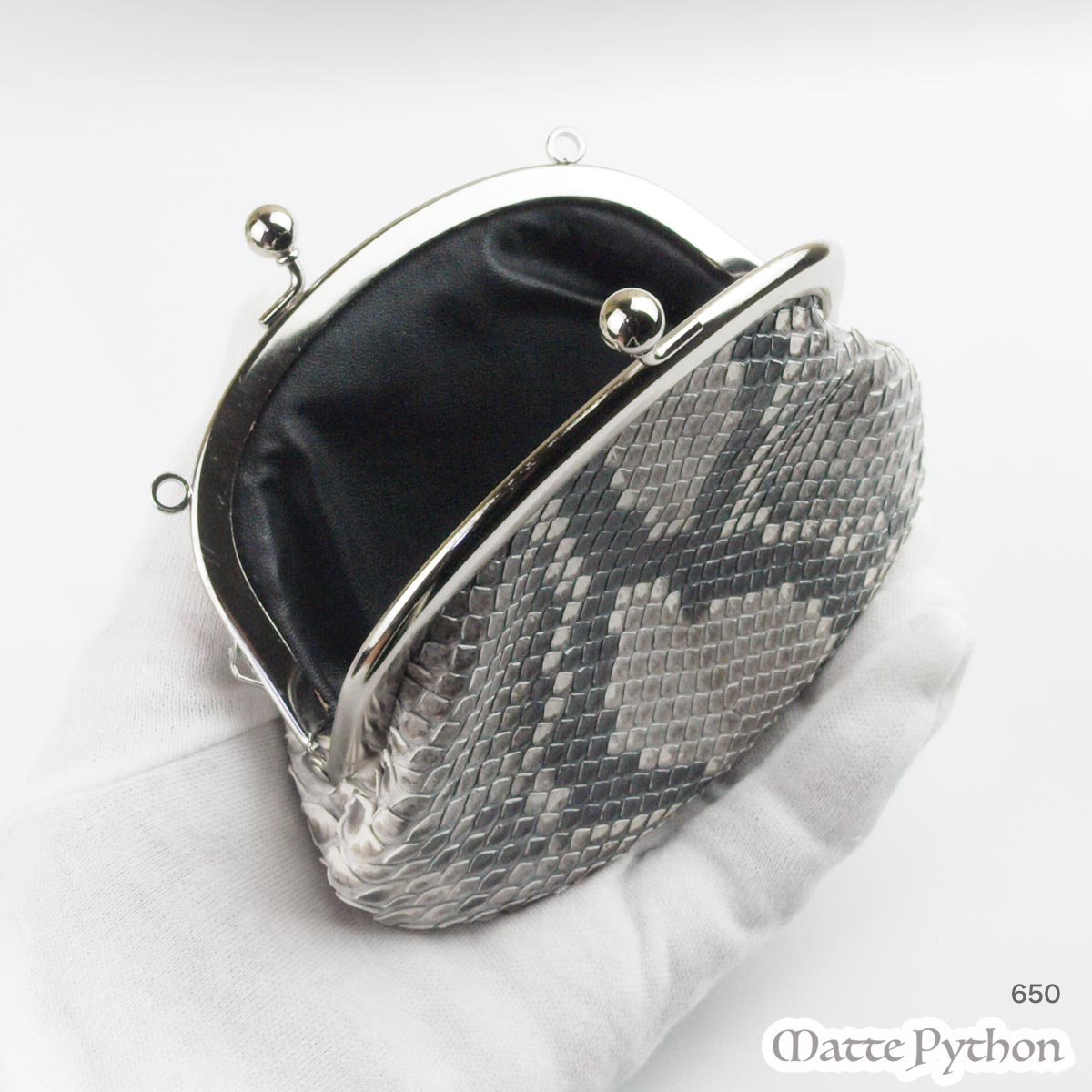 本革 がま口 財布 パイソン革 レディース ヘビ革 マット 日本製