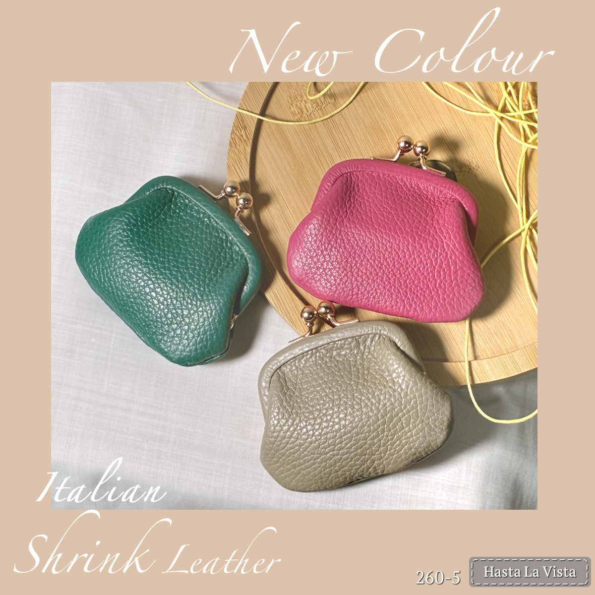 がま口 小銭入れ 本革 財布 レディース コインケース シュリンク ミニ