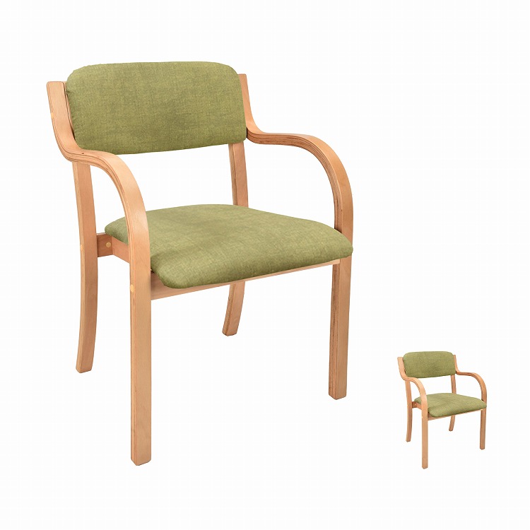 ダイニングチェア 2脚セット 介護椅子 肘付き 木製 レザー 肘掛け椅子