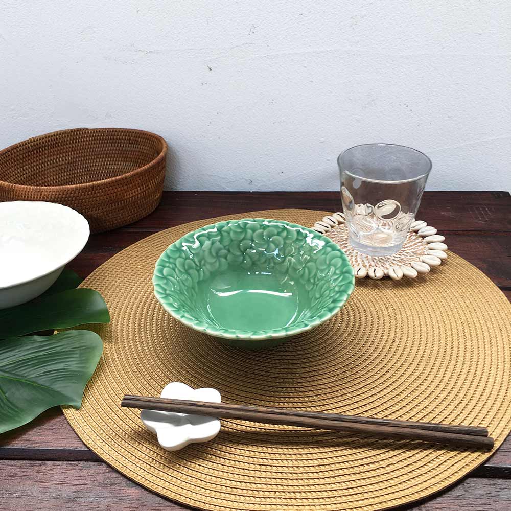 ジェンガラ サラダボウル セット 2個1セット 陶器 2色 青緑 白 バリ