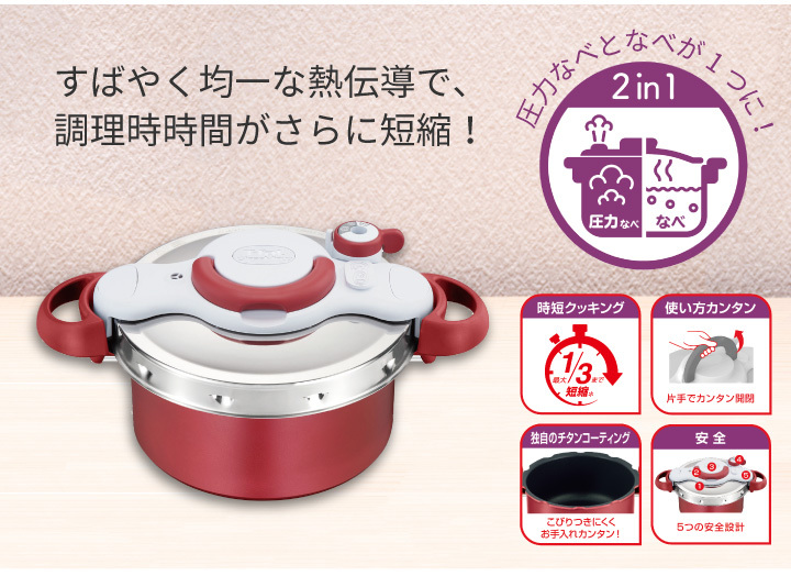 クリプソ ミニット デュオ ティファール T-fal ルージュ 4.2L P4704231
