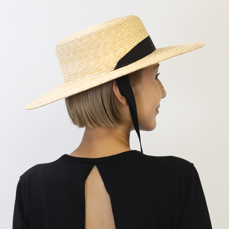 田中帽子店 麦わら カンカン帽 垂れリボン セシル 麦わら帽子