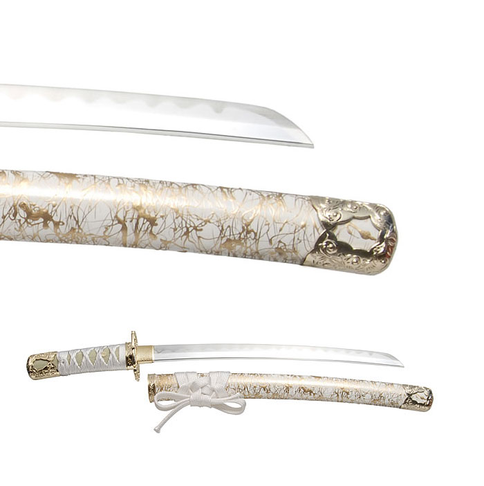 日本刀 模造刀 懐剣 ミニ居合刀 白金雲 日本製 /全長 46cm/刃渡り 29.5