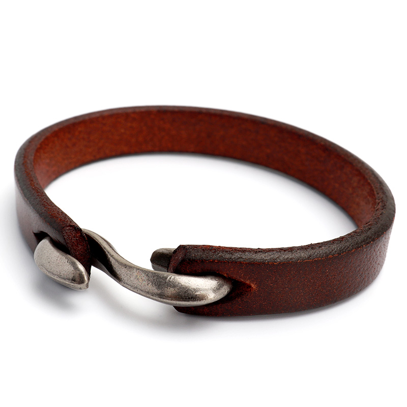 シンプルな本革ブレスレット 3色 2サイズ レザーブレスレット ブラック