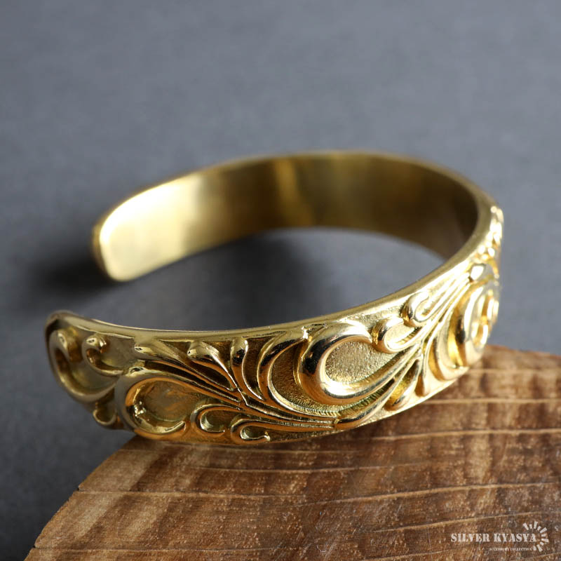 唐草 バングル ゴールド アラベスク ブレスレット 金18k gp 爆買