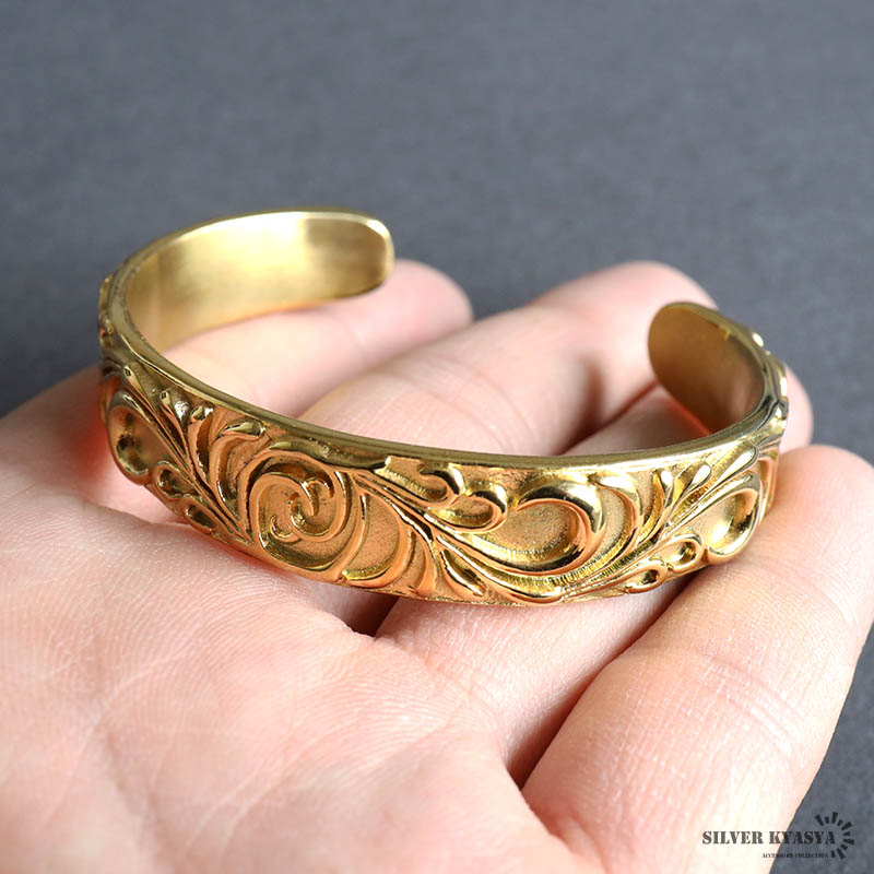 唐草 バングル ゴールド アラベスク ブレスレット 金18k gp 爆買