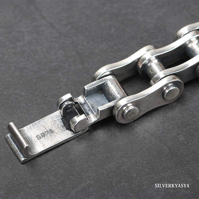 シルバー925 バイクチェーン ブレスレット オートバイ チェーン