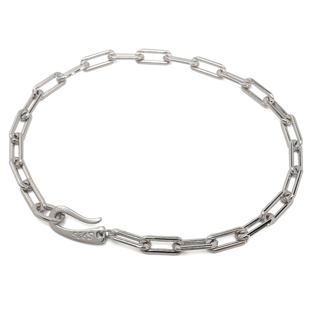 流行り 長小豆チェーンブレスレット 925 ロングあずきチェーン