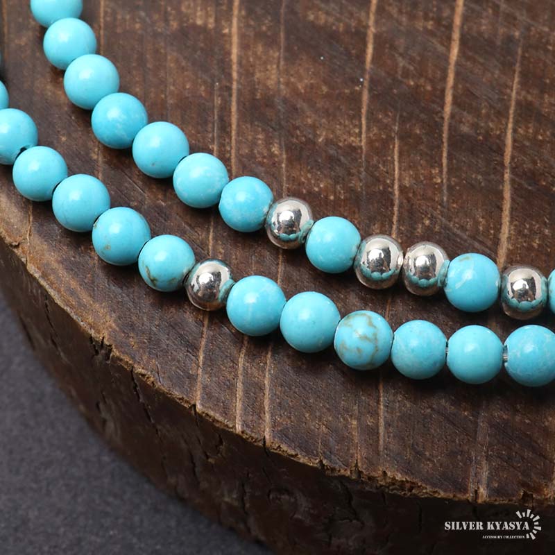 シルバー925 フェザーネックレス ターコイズネックレス ビーズ