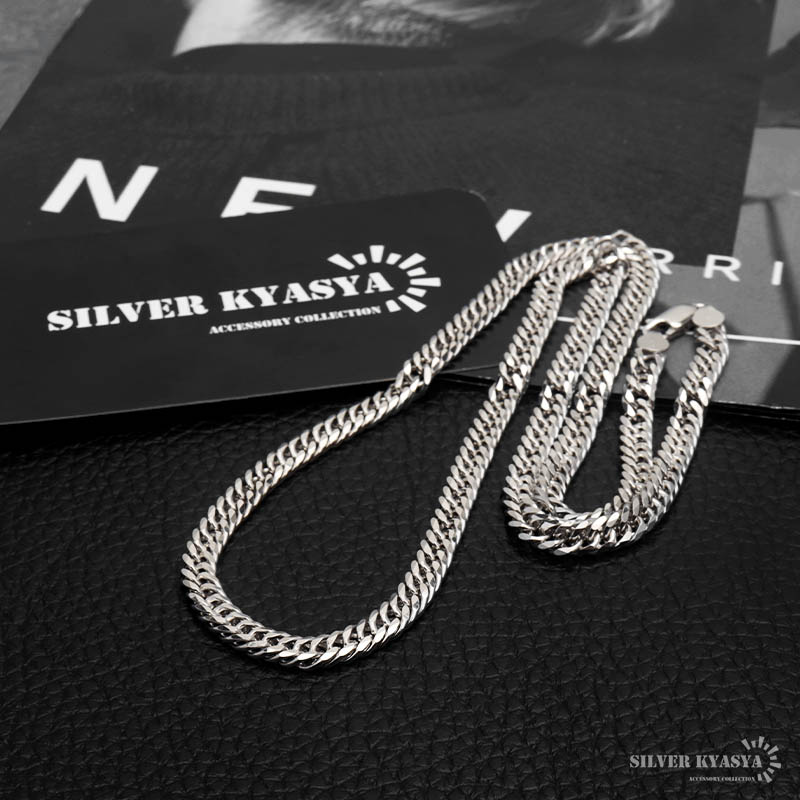 シルバー925 ダブル喜平チェーン ネックレス 幅5mm 50cm 喜平