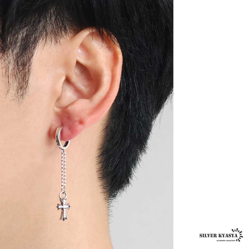 シルバー925 クロスピアス チェーンピアス ドロップピアス フープ