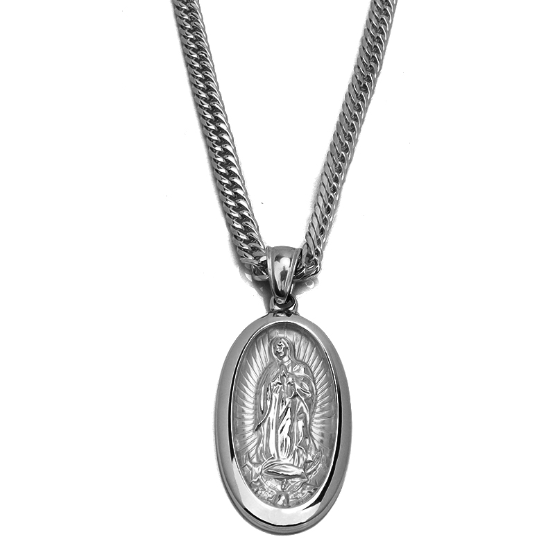 ステンレス素材 6面カット ダブル喜平ネックレス 18k gp 奇跡のメダイ